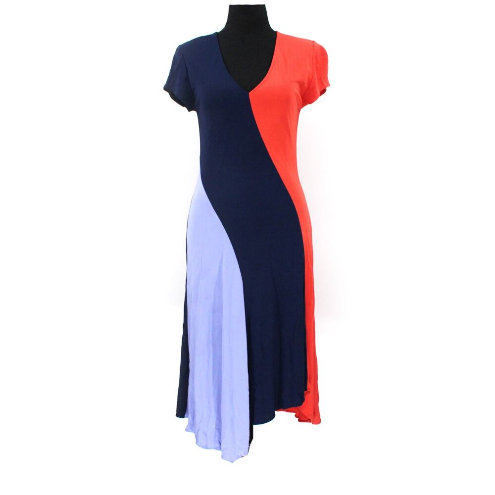 Tory Burch Red Navy Purple Color Block Asymmetric… - image 2